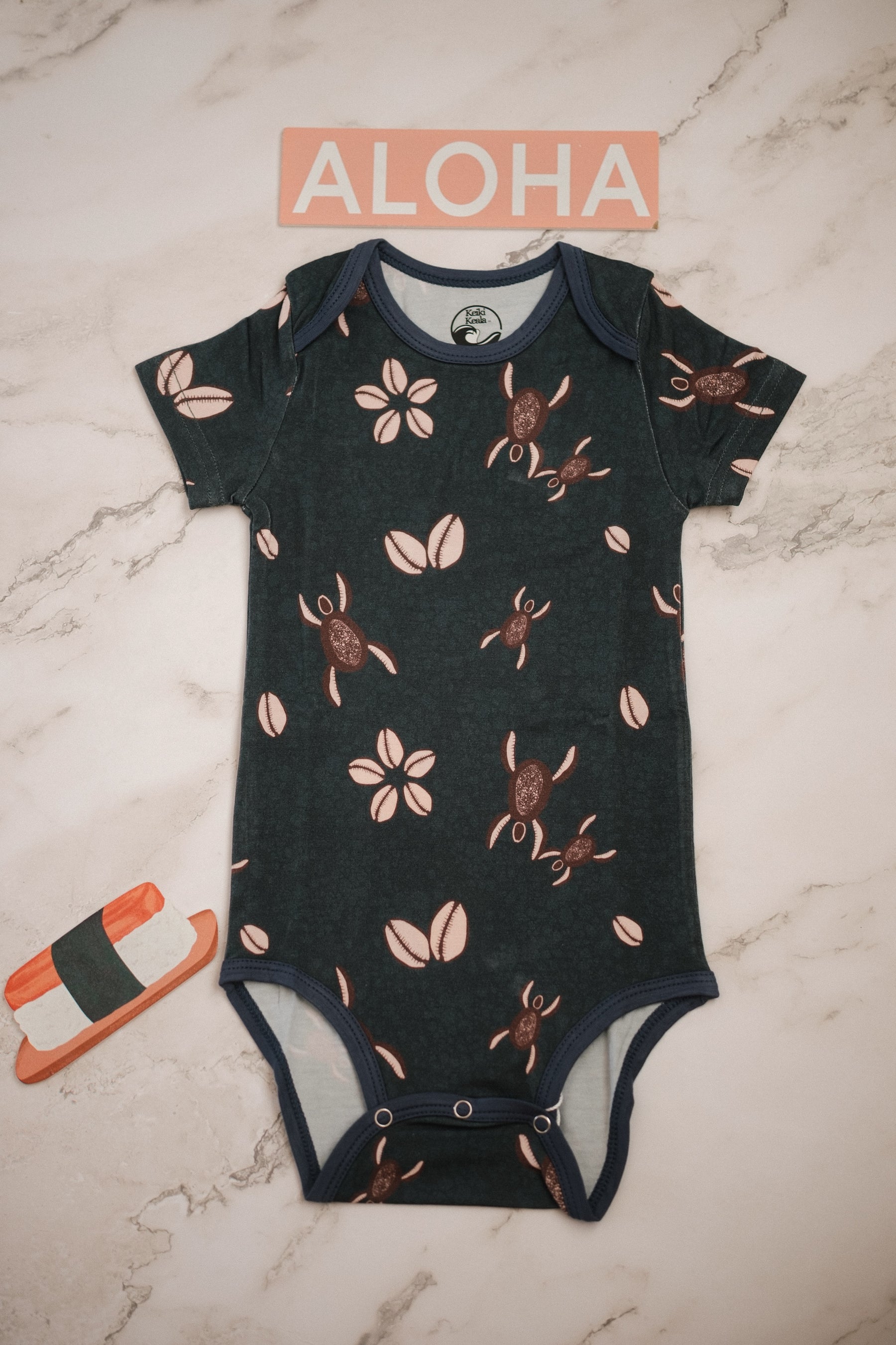 Blue Honu Cowrie onesie
